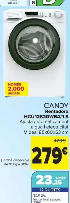 Oferta de Candy - Lavadora  HCU1282DWB4/1-S por 279€ en Carrefour