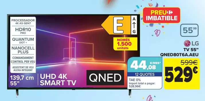 Oferta de LG - Tv 55" Qned80t6aaeu" por 529€ en Carrefour