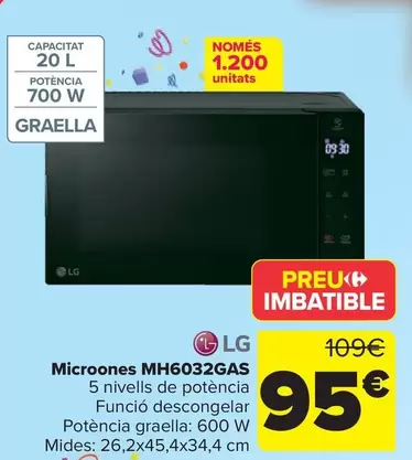 Oferta de Lg - Microondas Mh6032gas por 95€ en Carrefour