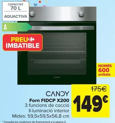 Oferta de Candy - Horno Fidcp X200 por 149€ en Carrefour