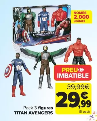 Oferta de Avengers - Pack 3 Figuras  Titan  por 29,99€ en Carrefour
