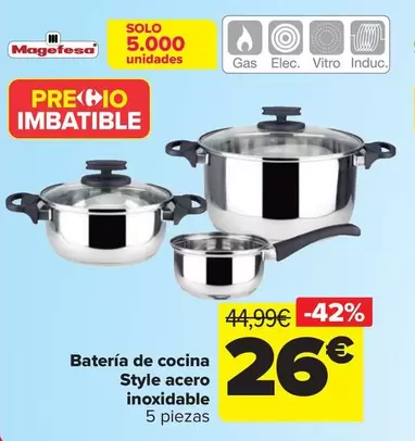 Oferta de Magefesa - Batería De Cocina Style Acero Inoxidable por 26€ en Carrefour