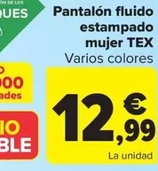 Oferta de TEX - Pantalón Fluido Estampado  Mujer  por 12,99€ en Carrefour