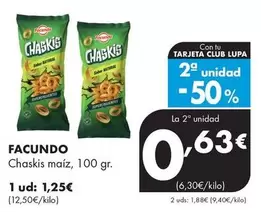 Oferta de Facundo - Chaskis Maíz por 1,25€ en Supermercados Lupa