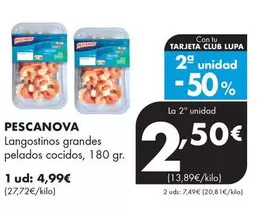Oferta de Pescanova - Langostinos Grandes Pelados Cocidos por 4,99€ en Supermercados Lupa