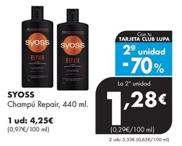 Oferta de Syoss - Champú Repair por 4,25€ en Supermercados Lupa
