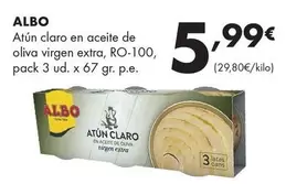 Oferta de Albo - Atún Claro En Aceite De Oliva Virgen Extra por 5,99€ en Supermercados Lupa