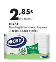 Oferta de Nicky - Papel Higiénico Nature Aloe Vera 3 Capas por 2,85€ en Supermercados Lupa