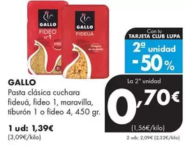 Oferta de Gallo - Pasta Clásica Cuchara Fideuá por 1,39€ en Supermercados Lupa