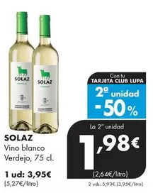 Oferta de Solaz - Vino Blanco Verdejo por 3,95€ en Supermercados Lupa