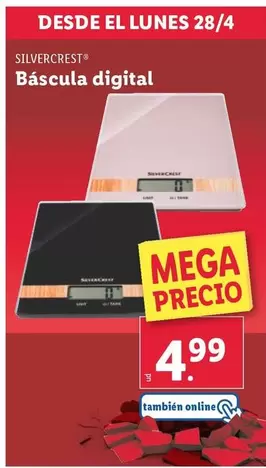 Oferta de SilverCrest - Báscula Digital por 4,99€ en Lidl