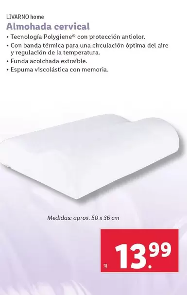 Oferta de Livarno Home - Almohada Cervical por 13,99€ en Lidl