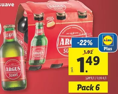 Oferta de Argus - Cerveza Suave por 1,49€ en Lidl
