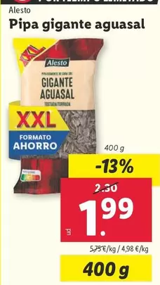 Oferta de Alesto - Pipa Gigante Aguasal por 1,99€ en Lidl