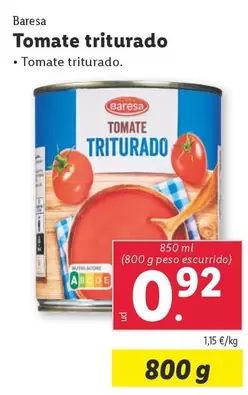 Oferta de Baresa - Tomate Triturado por 0,92€ en Lidl