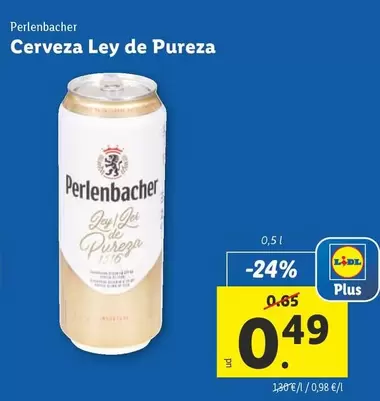 Oferta de Perlenbacher - Cerveza Ley De Pureza por 0,49€ en Lidl