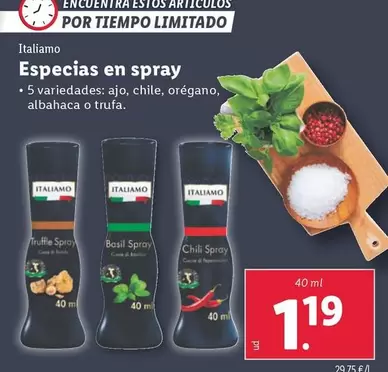 Oferta de Italiamo - Especias En Spray por 1,19€ en Lidl
