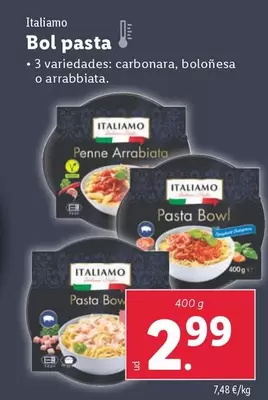 Oferta de Italiamo - Bol Pasta por 2,99€ en Lidl
