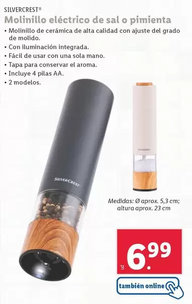 Oferta de SilverCrest - Molinillo Electrico De Sal O Pimienta por 6,99€ en Lidl