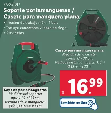 Oferta de Parkside - Soporte Portamangueras / Casete Para Manguera Plana por 16,99€ en Lidl