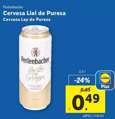 Oferta de Perlenbacher - Cerveza Ley De Pureza por 0,49€ en Lidl