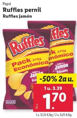 Oferta de Pepsi - Ruffles Jamon por 1,7€ en Lidl
