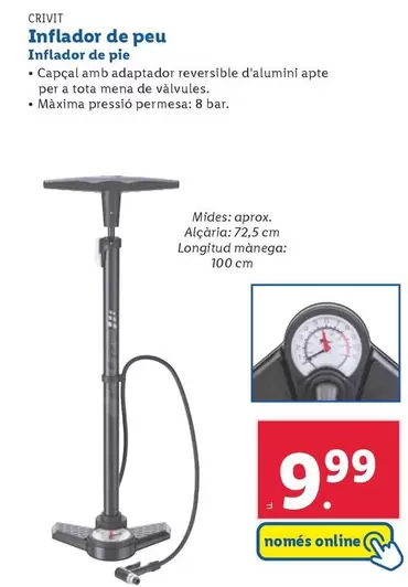 Oferta de Crivit - Inflador De Pie por 9,99€ en Lidl