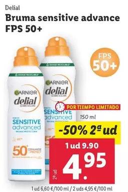 Oferta de Garnier - Delial/ Dejilal Bruma Sensitive Advance Fps 50+ por 9,9€ en Lidl