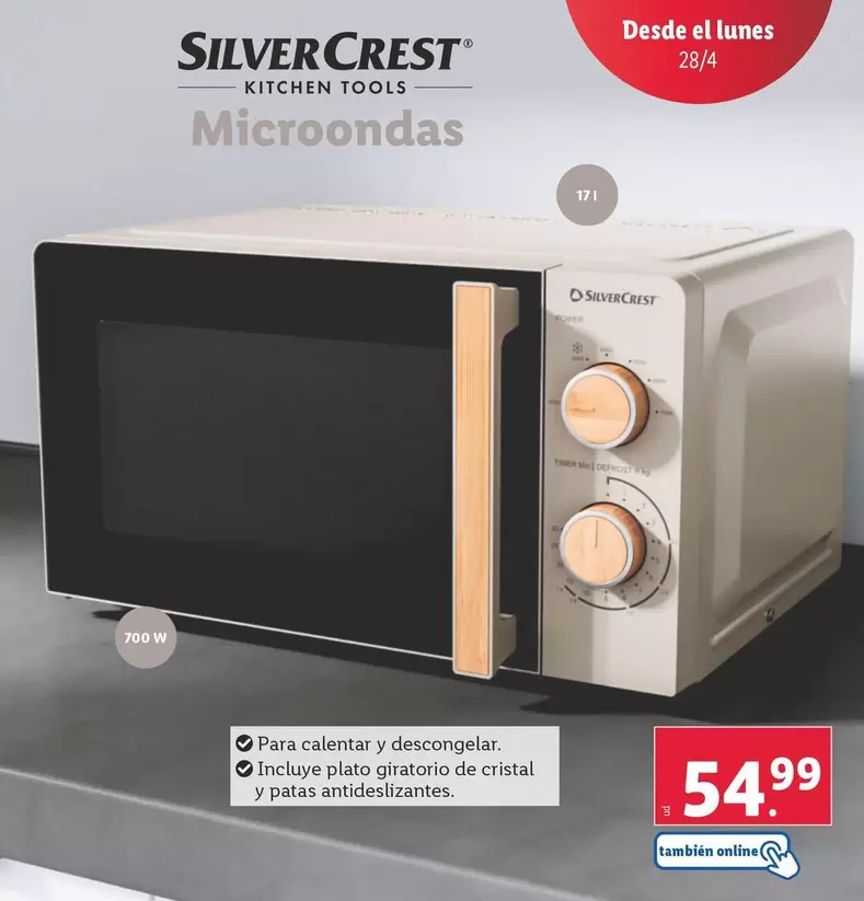 Oferta de SilverCrest - Microondas por 54,99€ en Lidl