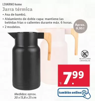 Oferta de Livarno Home - Jarra Termica por 7,99€ en Lidl