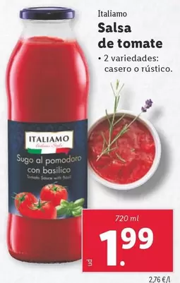 Oferta de Italiamo - Salsa De Tomate por 1,99€ en Lidl