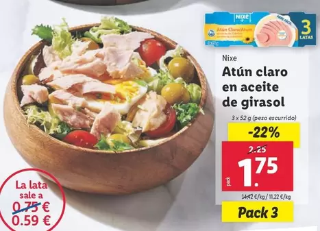 Oferta de Nixe - Atun Claro En Aceite De Girasol por 1,75€ en Lidl