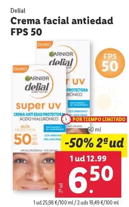 Oferta de Delial - Crema Facial Antiedad FPS 50 por 12,99€ en Lidl