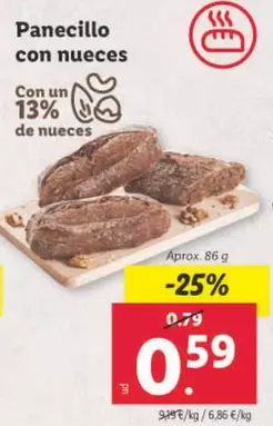 Oferta de Panecillo Con Nueces por 0,59€ en Lidl