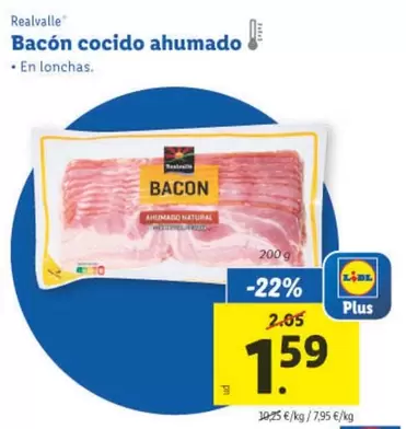Oferta de Realvalle - Bacon Cocido Ahumado por 1,59€ en Lidl