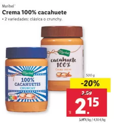 Oferta de Maribel - Crema 100% Cacahuete por 2,15€ en Lidl