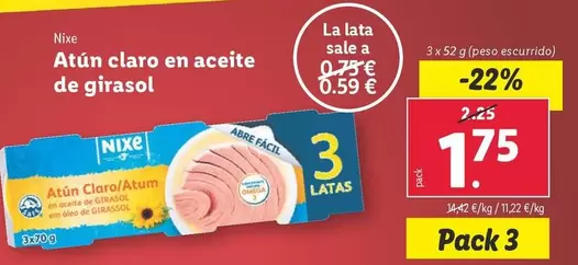 Oferta de Nixe - Atun Claro En Aceite De Girasol por 1,75€ en Lidl