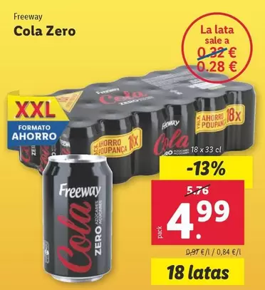Oferta de Freeway - Cola Zero por 4,99€ en Lidl