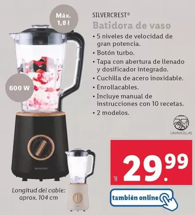 Oferta de SilverCrest - Batidora De Vaso por 29,99€ en Lidl