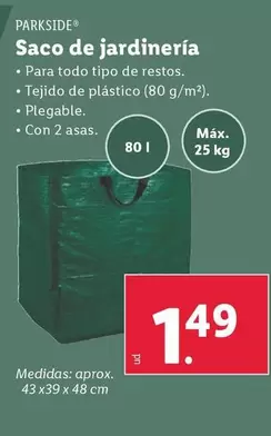 Oferta de Parkside - Saco De Jardineria por 1,49€ en Lidl