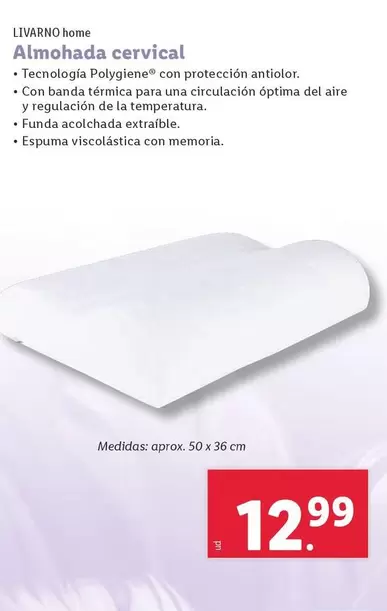 Oferta de Livarno Home - Almohada Cervical por 12,99€ en Lidl