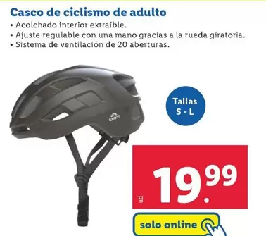 Oferta de Casco De Ciclismo De Adulto por 19,99€ en Lidl
