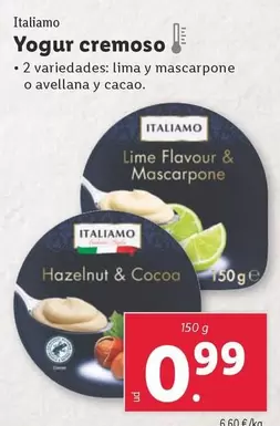 Oferta de Italiamo - Yogur Cremoso por 0,99€ en Lidl