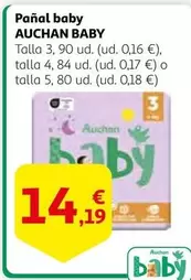 Oferta de Auchan - Pañal Baby por 14,19€ en Alcampo