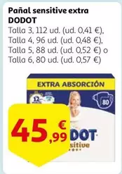 Oferta de Dodot - Panal Sensitive Extra por 45,99€ en Alcampo
