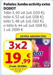 Oferta de Dodot - Panales Jumbo Activity Extra por 29,99€ en Alcampo