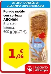 Oferta de Auchan - Pan De Molde Con Corteza por 1,06€ en Alcampo