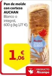 Oferta de Auchan - Pan De Molde Con Corteza por 1,06€ en Alcampo