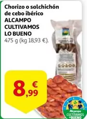 Oferta de Alcampo - Chorizo O Salchichon De Cebo Iberico por 8,99€ en Alcampo