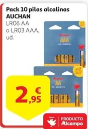 Oferta de Auchan - Pack 10 Pilas Alcalinas por 2,95€ en Alcampo
